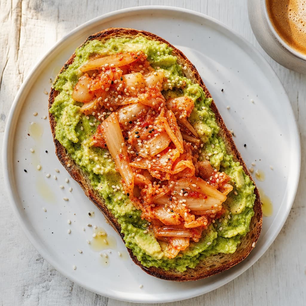 Tostada de aguacate con kimchi KIMKIM